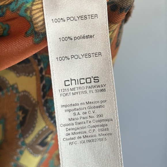 Chico's Womens Multicolor Paisley Blouse Sz 3/XL Medallion Print Bishop Sleeve - Picture 10 of 15